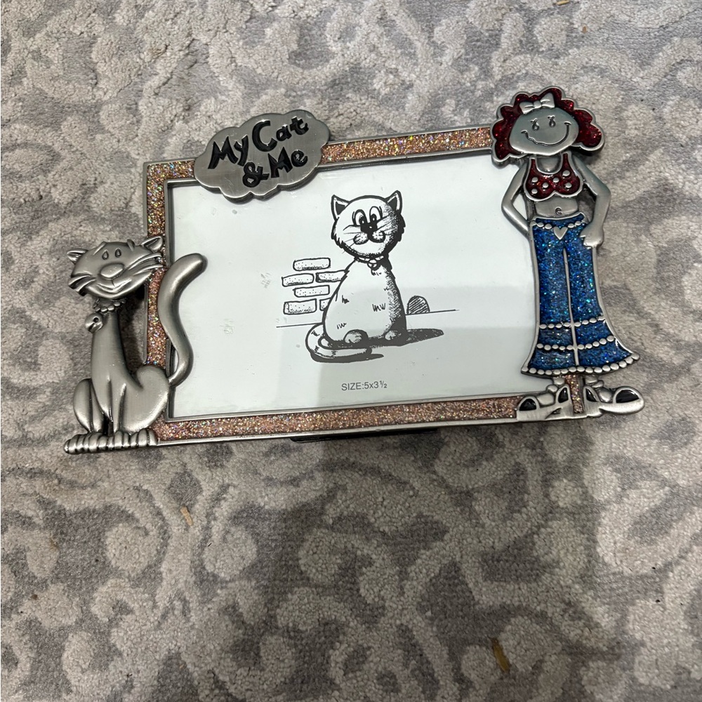 Silver Cat and Lady Picture Frame